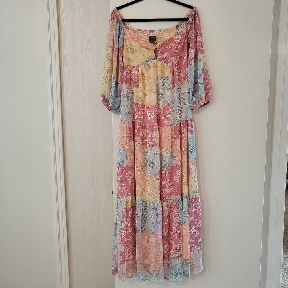 Taylor Floral Patchwork Print Multicolor Maxi Dre… - image 1